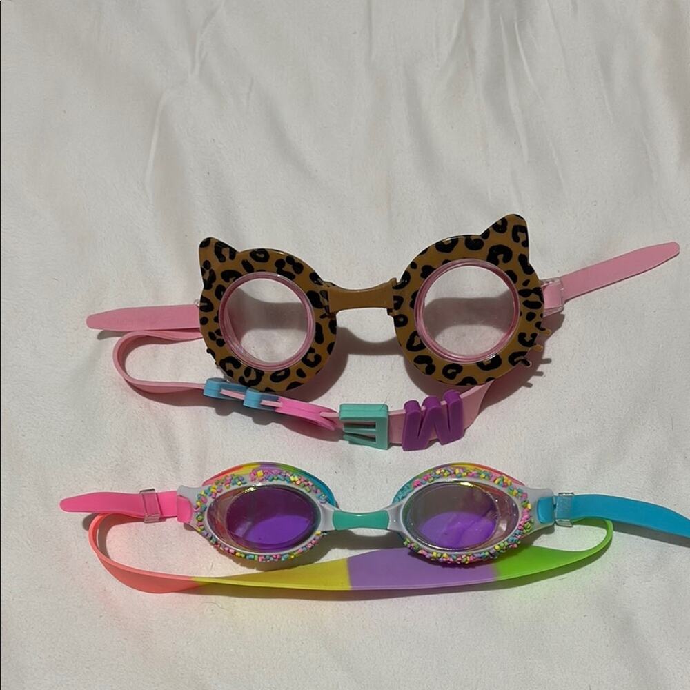 Leopard and Rainbow Kids Swim Goggles